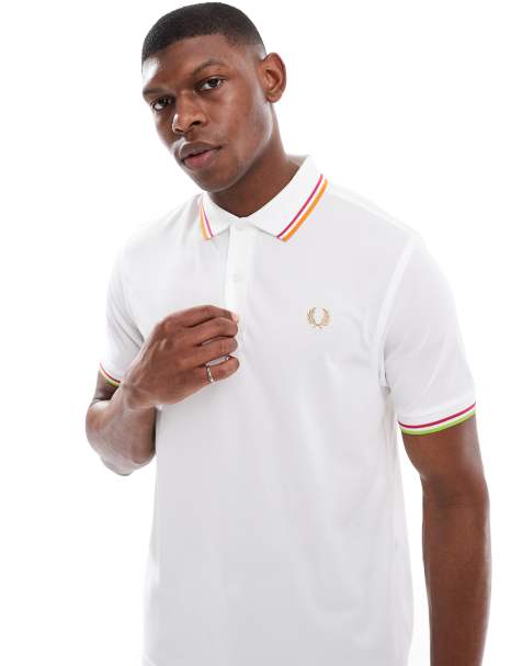 Fred Perry – Kurzärmliges Tennis-Polohemd aus Performance-Stoff in Weiß mit zwei Zierstreifen - view 1