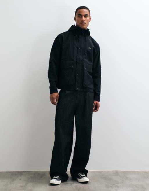 Fred Perry kurzer Ripstop-Parka in Schwarz, 4 von 5