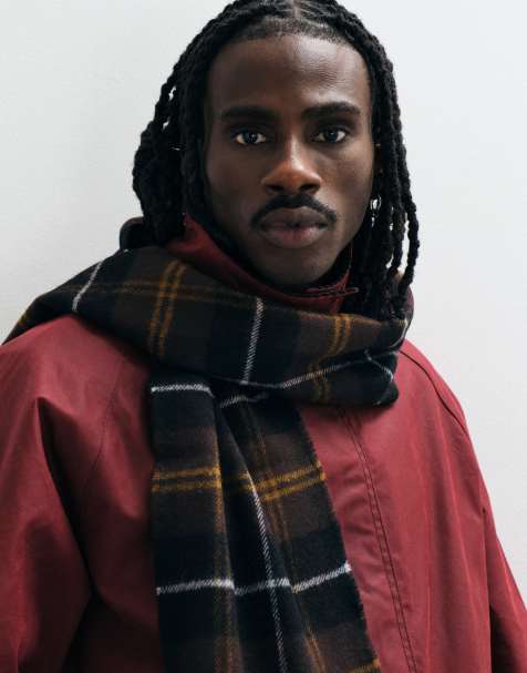 Fred Perry lambswool tartan scarf in brown - view 1