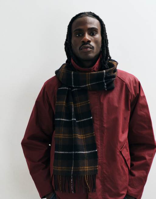 Fred Perry lambswool tartan scarf in brown, 2 of 3