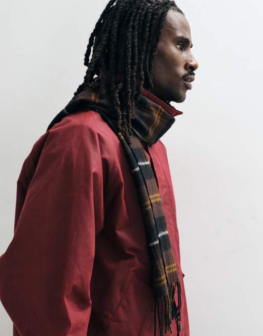 Fred Perry lambswool tartan scarf in brown, 3 of 3