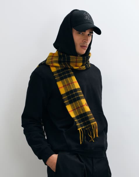 Fred Perry lambswool tartan scarf in gold - view 1