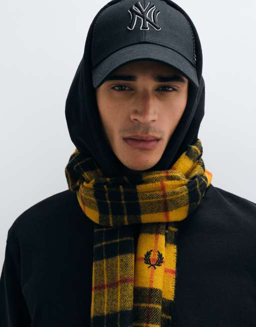 Fred Perry lambswool tartan scarf in gold, 3 of 5