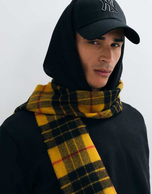 Fred Perry lambswool tartan scarf in gold, 4 of 5