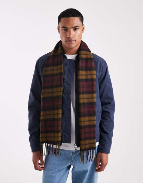 Fred Perry lambswool tartan scarf in orange - view 1