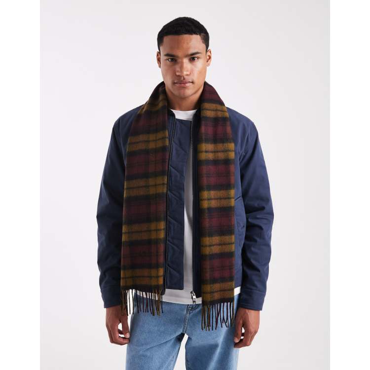 Fred Perry lambswool tartan scarf in orange | ASOS