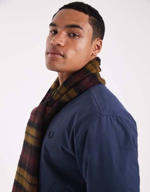 Fred Perry lambswool tartan scarf in orange | ASOS