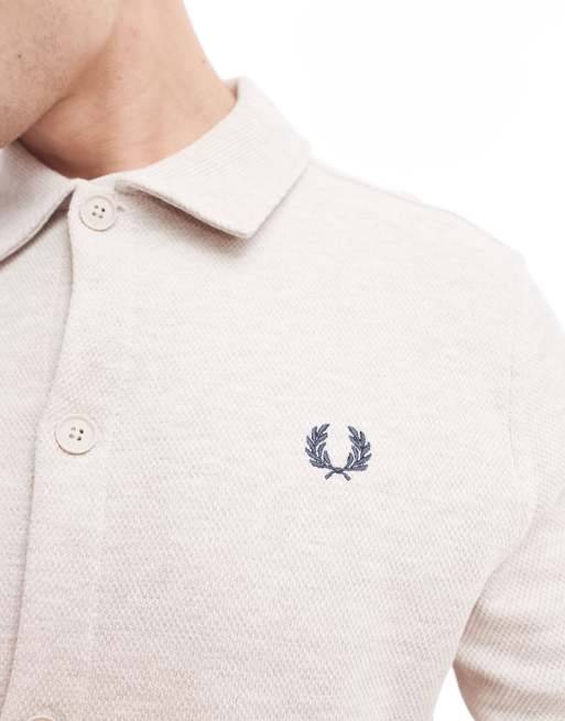 Fred Perry – Langärmliges Polohemd aus Jersey in Wollweiß mit Knopfleiste, 2 von 4
