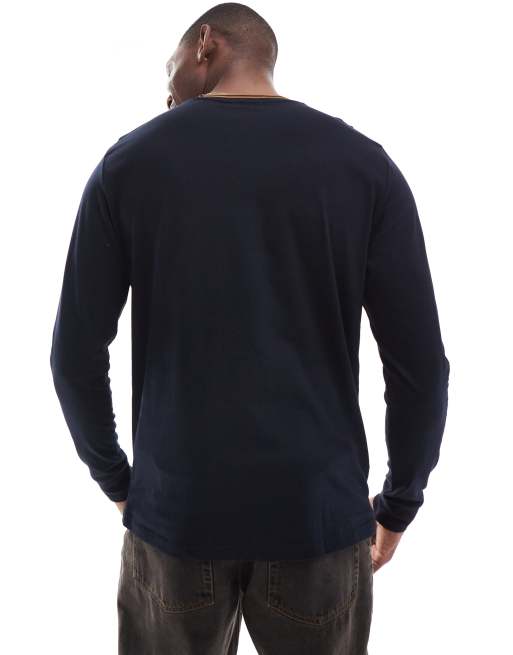 Fred Perry – Langärmliges Shirt in Marineblau mit zwei Zierstreifen, 2 von 4
