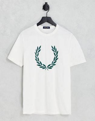 Fred Perry large laurel wreath print t-shirt in white