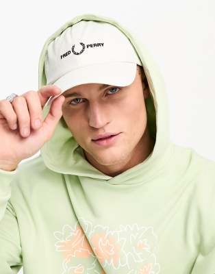 Fred Perry Embroidered Logo Baseball Cap In White