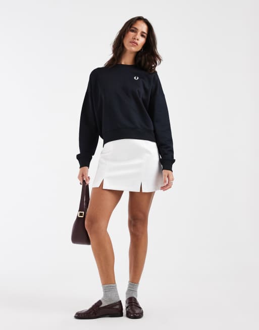 Fred Perry laurel wreath back embroidery sweatshirt in navy, 2 of 4