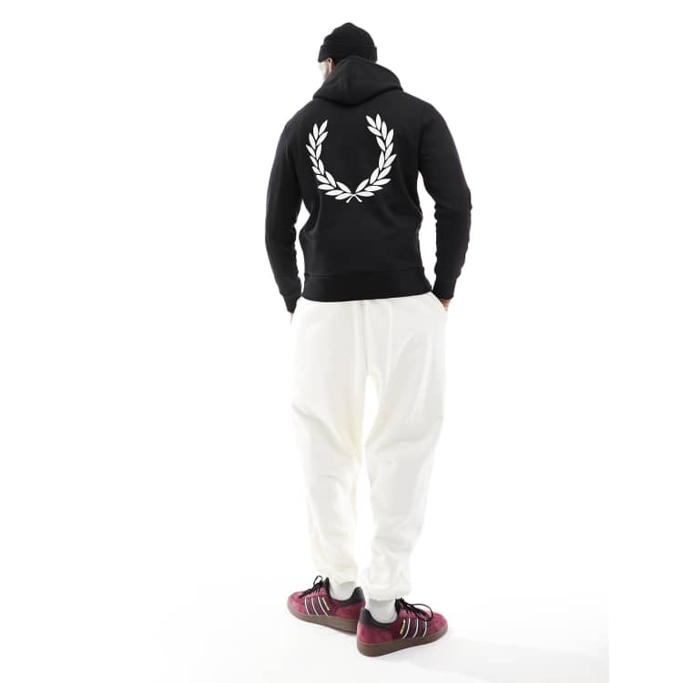 Fred Perry laurel wreath back print hoodie in black | ASOS