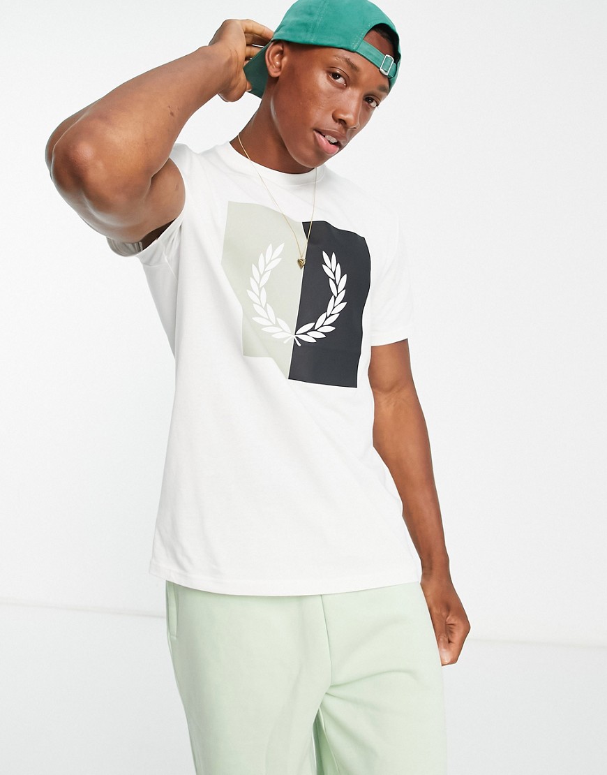 Fred Perry laurel wreath box print t-shirt in white