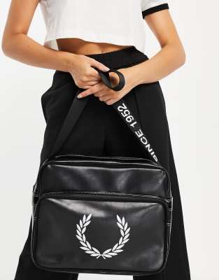 Fred Perry Laurel Wreath Branded Shoulder Bag In Black ModeSens