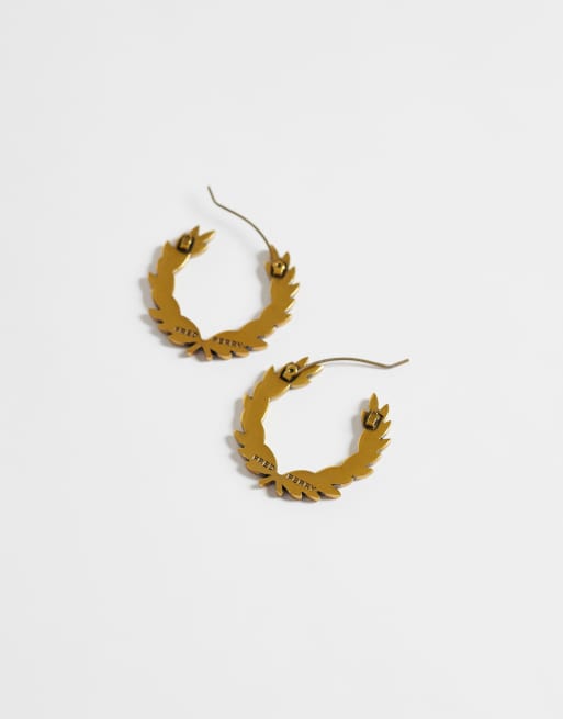 Fred Perry laurel wreath earrings in gold, 4 of 4