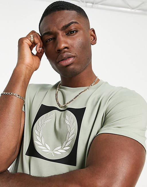 Fred Perry laurel wreath graphic T-shirt in light green | ASOS