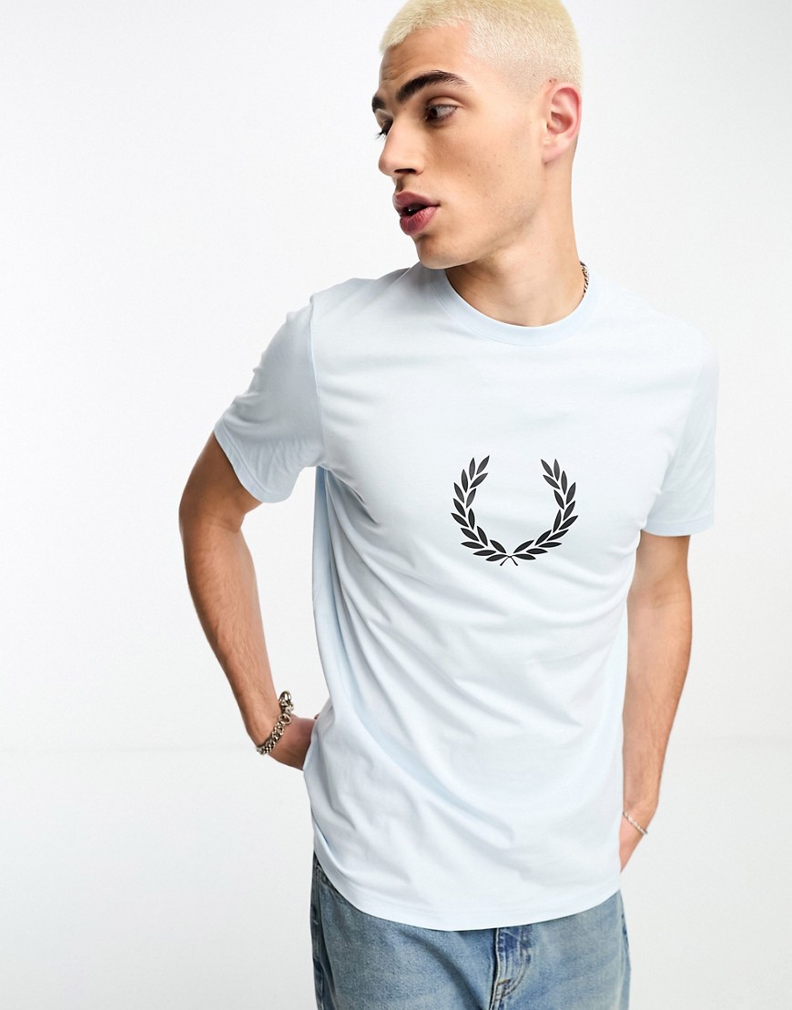 Fred Perry laurel wreath graphic t-shirt in light ice-Blue