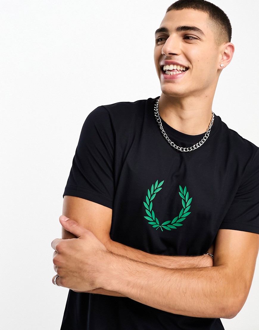Fred Perry laurel wreath graphic T-shirt in navy