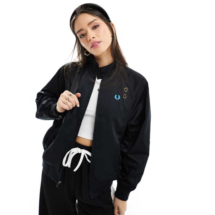 Fred Perry laurel wreath harrington jacket in black ASOS