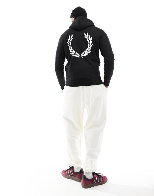 Fred Perry Laurel Wreath - Hoodie met print op de rug in zwart