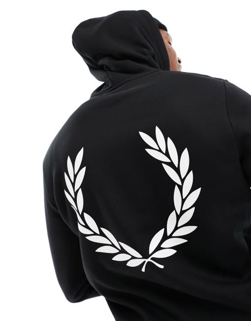 Fred Perry Laurel Wreath - Hoodie met print op de rug in zwart, 2 van 4