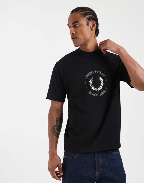 Fred Perry laurel wreath logo graphic t-shirt in black - view 1