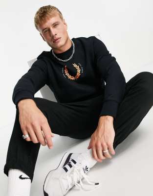 fred perry laurel wreath crew neck sweatshirt