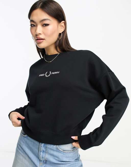 Fred Perry laurel wreath sweatshirt in black | ASOS