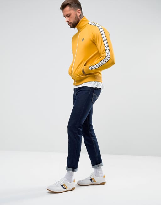 Fred Perry Laurel Wreath Tape Track Jacket In Yellow