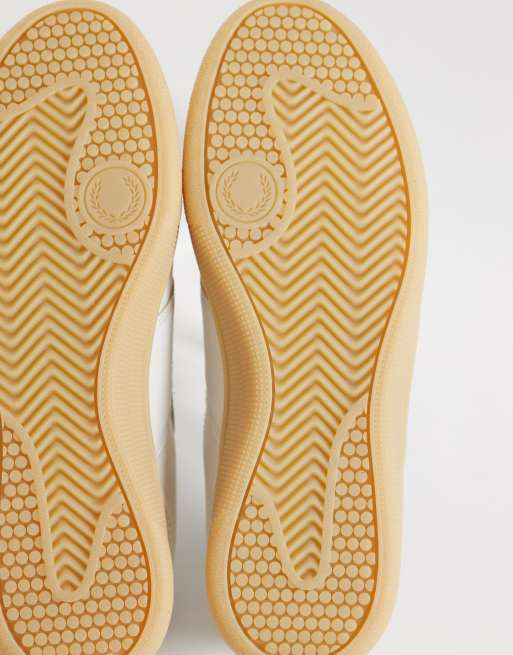 Fred Perry leather and suede tennis shoe in cream, 5 of 5