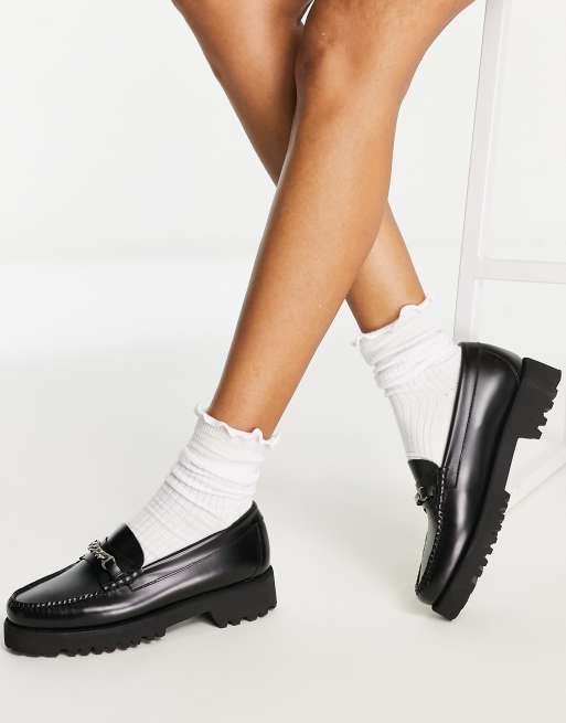Fred Perry leather loafers with chain detail in black, 4 of 4