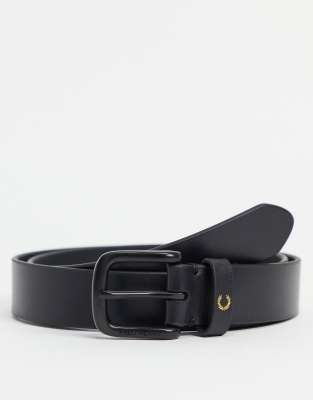 Fred Perry leather logo belt in black | ASOS