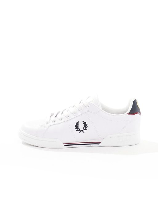 Fred Perry leather logo sneakers in white & navy , 2 of 5