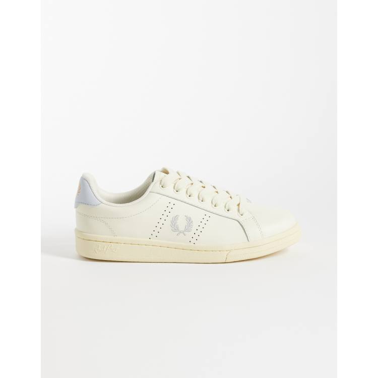 Fred Perry leather trainer in ecru and dusty blue | ASOS