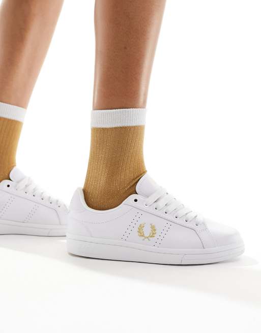  Fred Perry leather trainer in white 