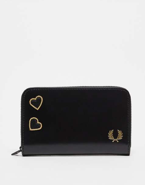 Fred Perry leather zipped wallet in black - view 1