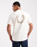[Fred Perry] Fred Perry light box graphic logo t-shirt with back print in ecru-White S Ecru