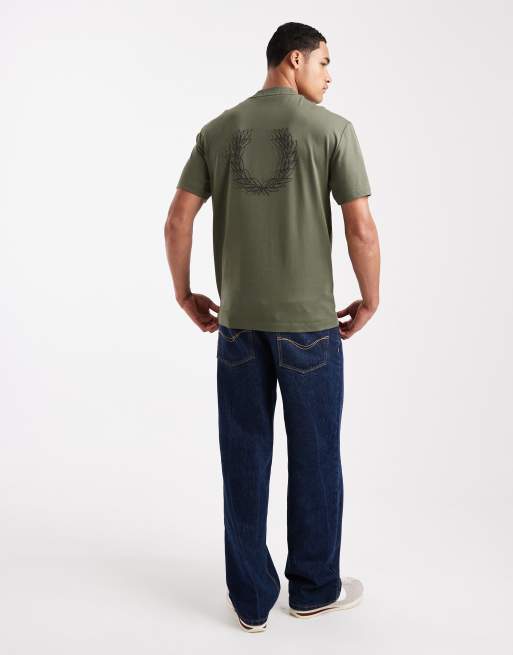 Fred Perry light box graphic logo t-shirt with back print in green, 2 of 5
