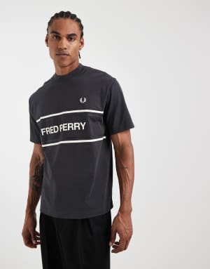 Fred Perry logo graphic t-shirt in grey