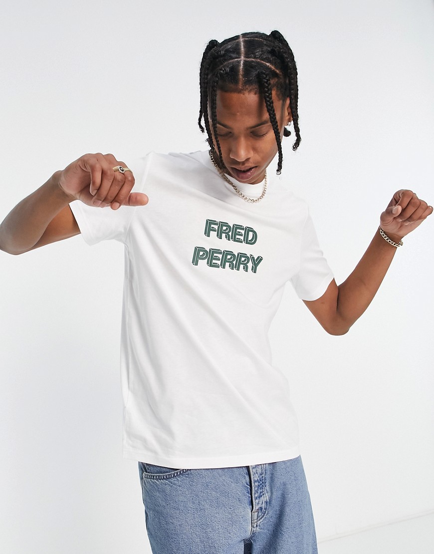 Fred Perry logo graphic t-shirt in white