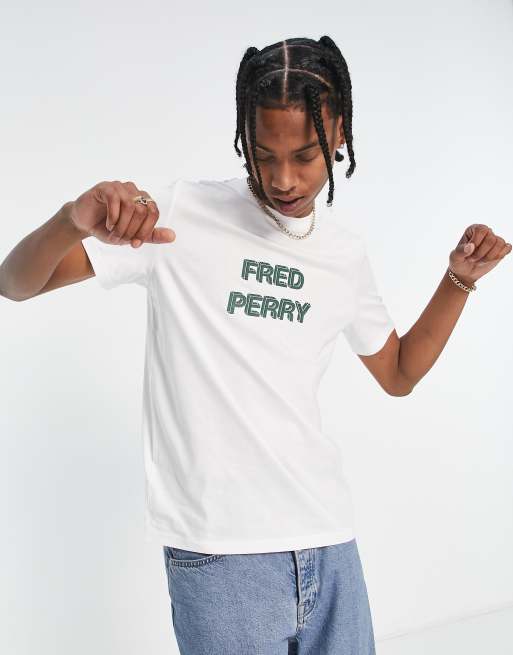 Fred perry white store t shirt sale