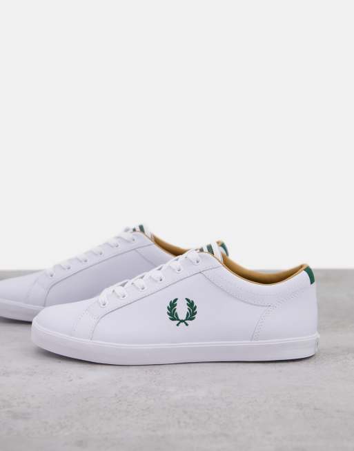 Fred Perry logo leather plimsolls in white