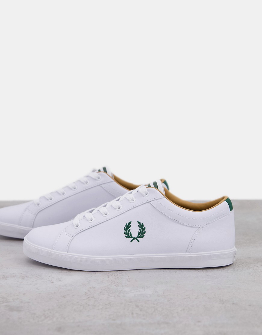 Fred Perry logo leather sneakers in white