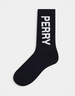 Fred Perry logo rib socks in black