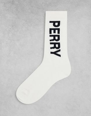 Fred Perry logo rib socks in white