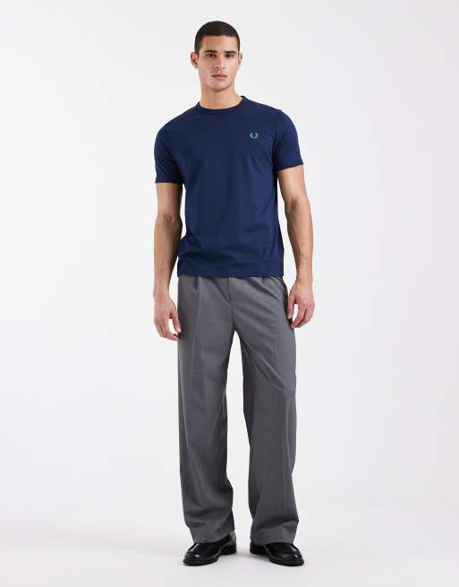 Fred Perry logo ringer t-shirt in dark blue, 2 of 5