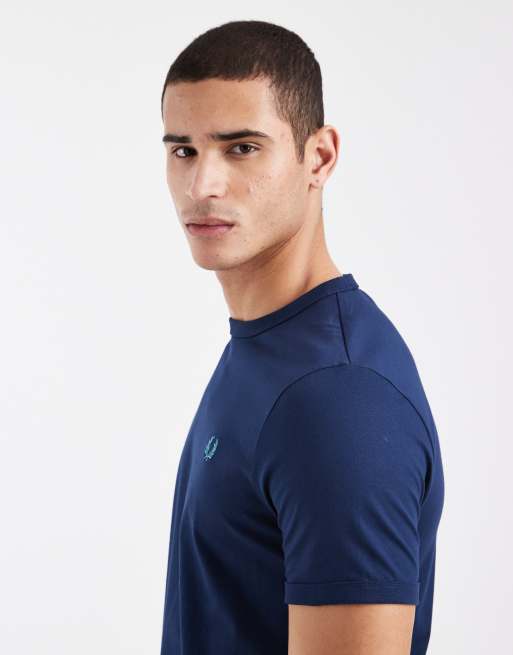 Fred Perry logo ringer t-shirt in dark blue, 4 of 5