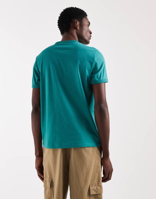 Fred Perry logo ringer t-shirt in dark mint green, 3 of 5