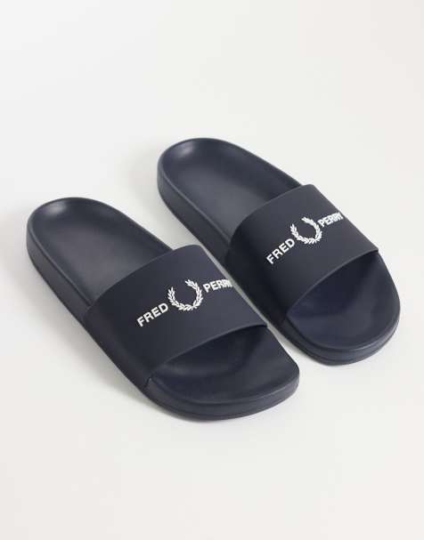 Fred Perry logo sliders in navy - view 1